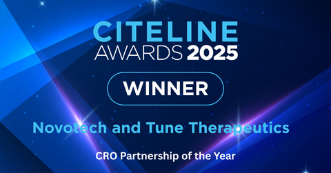Novotech is proud to announce it has been awarded the Citeline CRO Partnership of the Year Award in recognition of its collaboration with Tune Therapeutics.